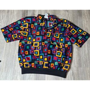 Vintage Irvine Park Geometric Print Short Sleeve Blouse Top Retro Colorful‎